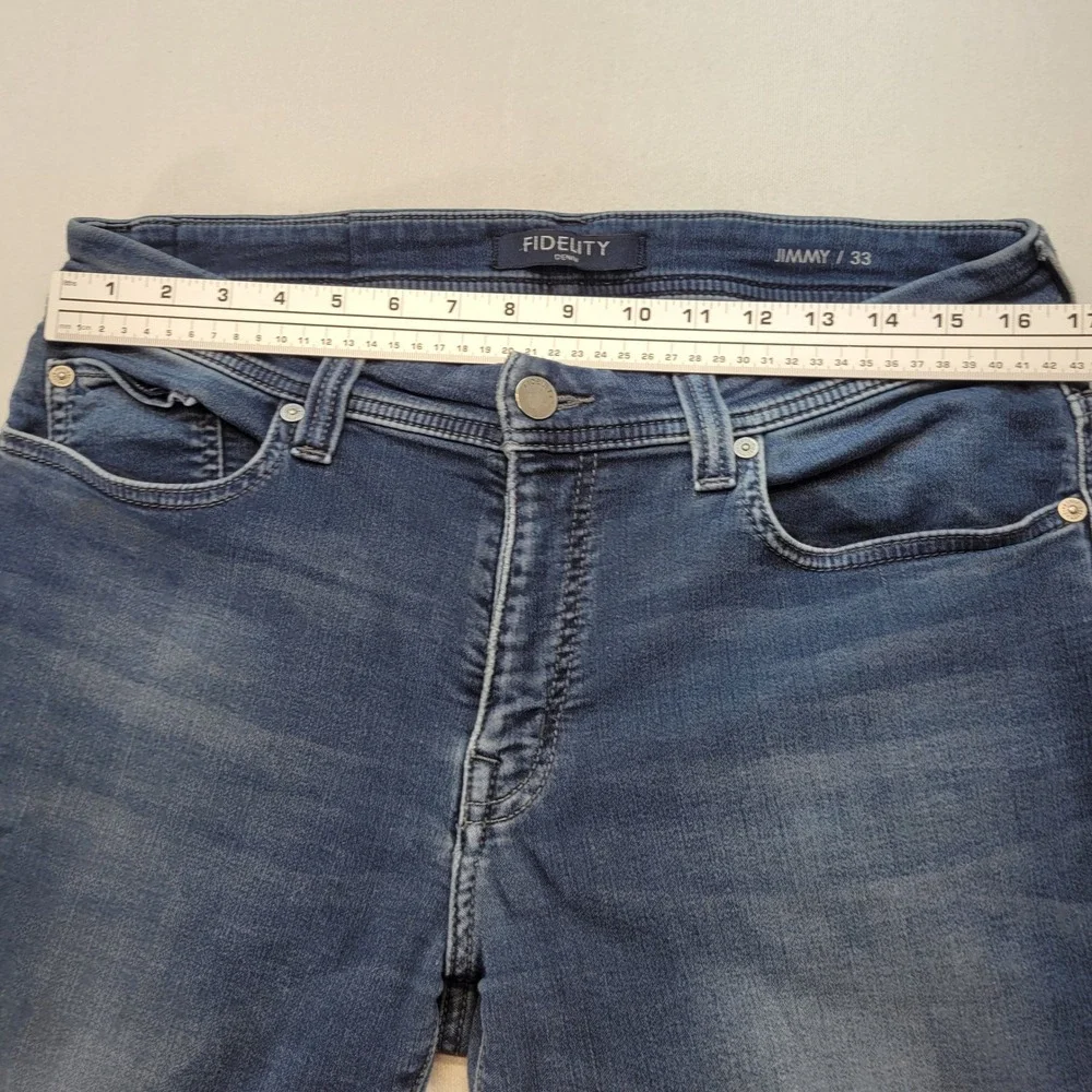 Fidelity Jimmy Jeans Mens 33 Blue Slim Straight Stretch Premium Denim